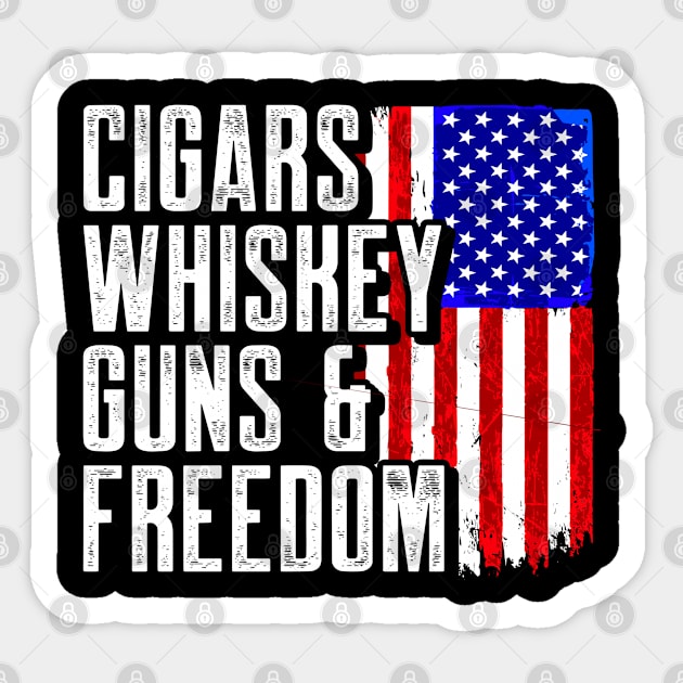 Cigars whiskey guns and freedom Sticker by StarMa